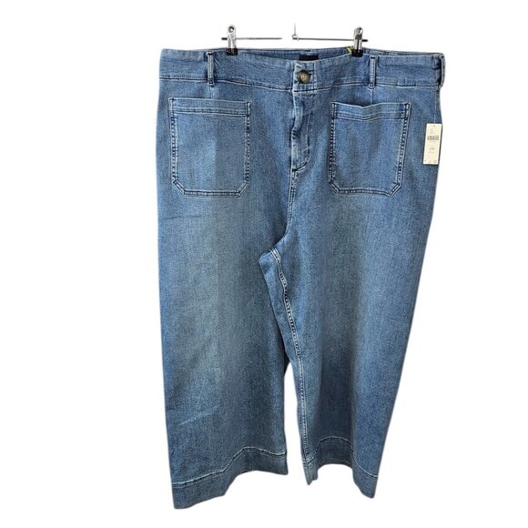 Anthropologie Maeve Colette Regenerative Cotton Crop Wide-Leg Jean, Plus, 26W - Picture 2 of 10